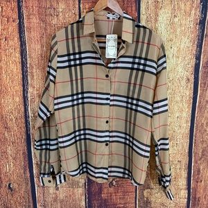 Liva Girl Plaid Button Down Blouse sz S